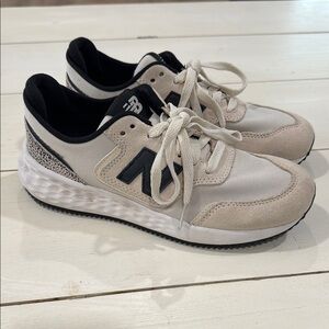 New Balance Cream and Black Athletic Shoes